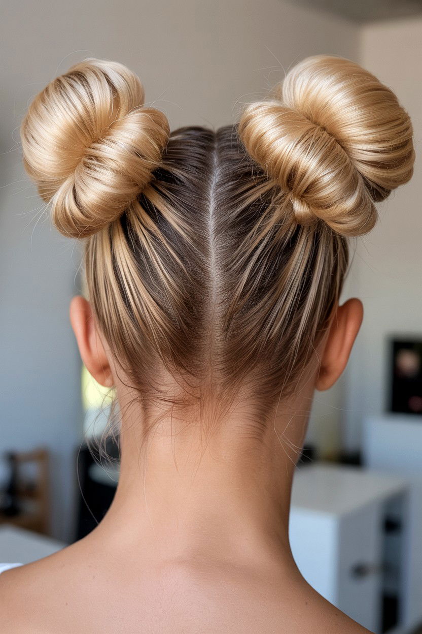 Slick back space buns - 25 Valentine's Day Slicked Back Hair Ideas