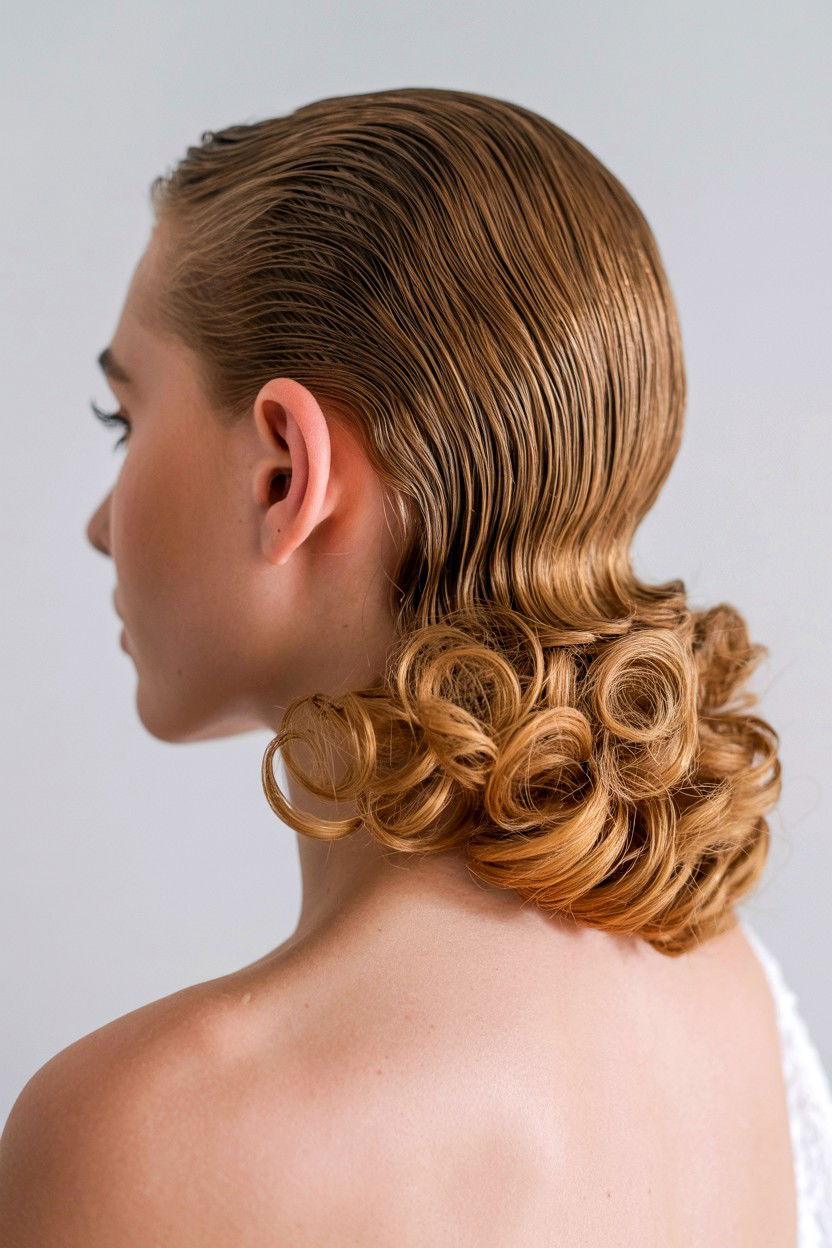 Slick back with loose curls - 25 Valentine's Day Slicked Back Hair Ideas