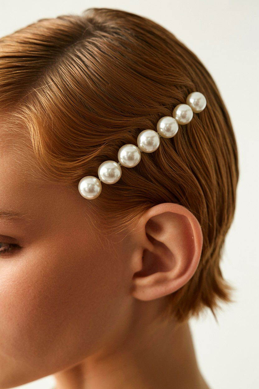 Slick back with pearl clips - 25 Valentine's Day Slicked Back Hair Ideas