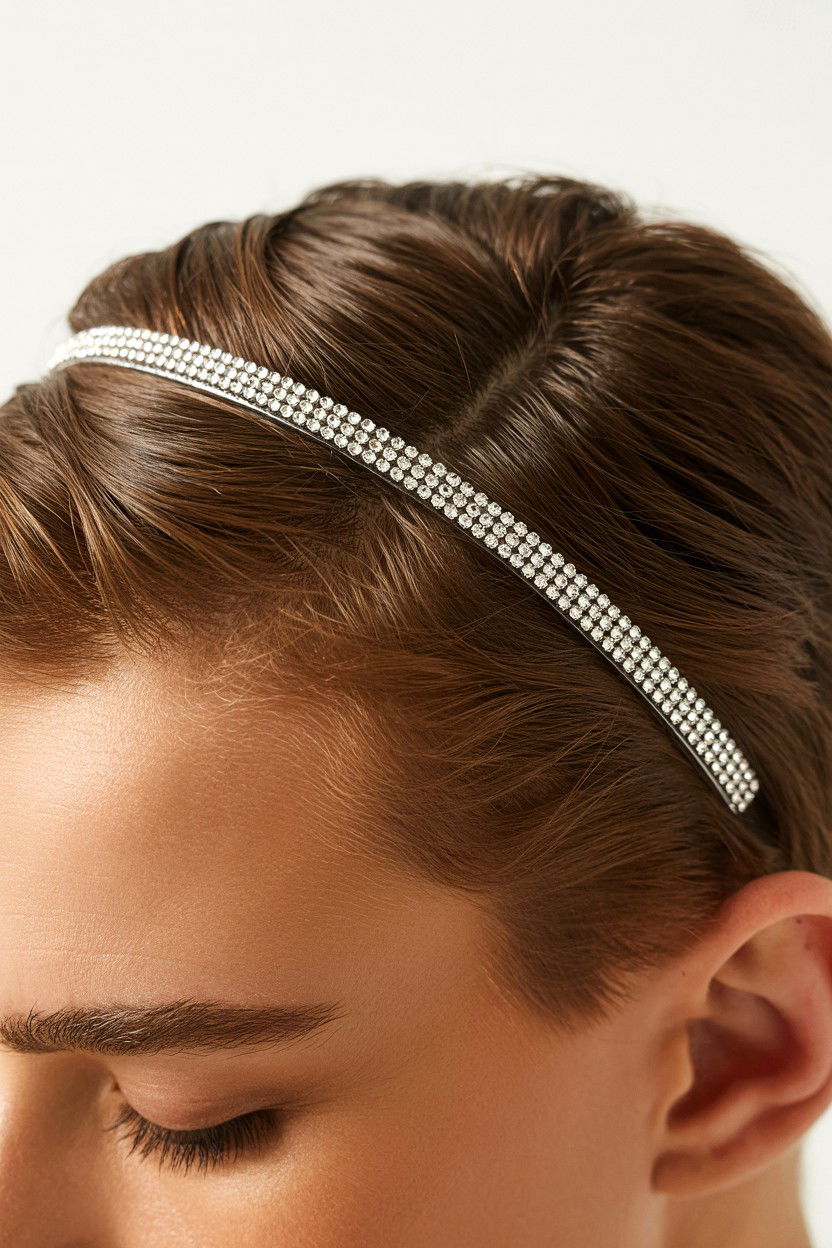 Slick back with sparkly headband - 25 Valentine's Day Slicked Back Hair Ideas