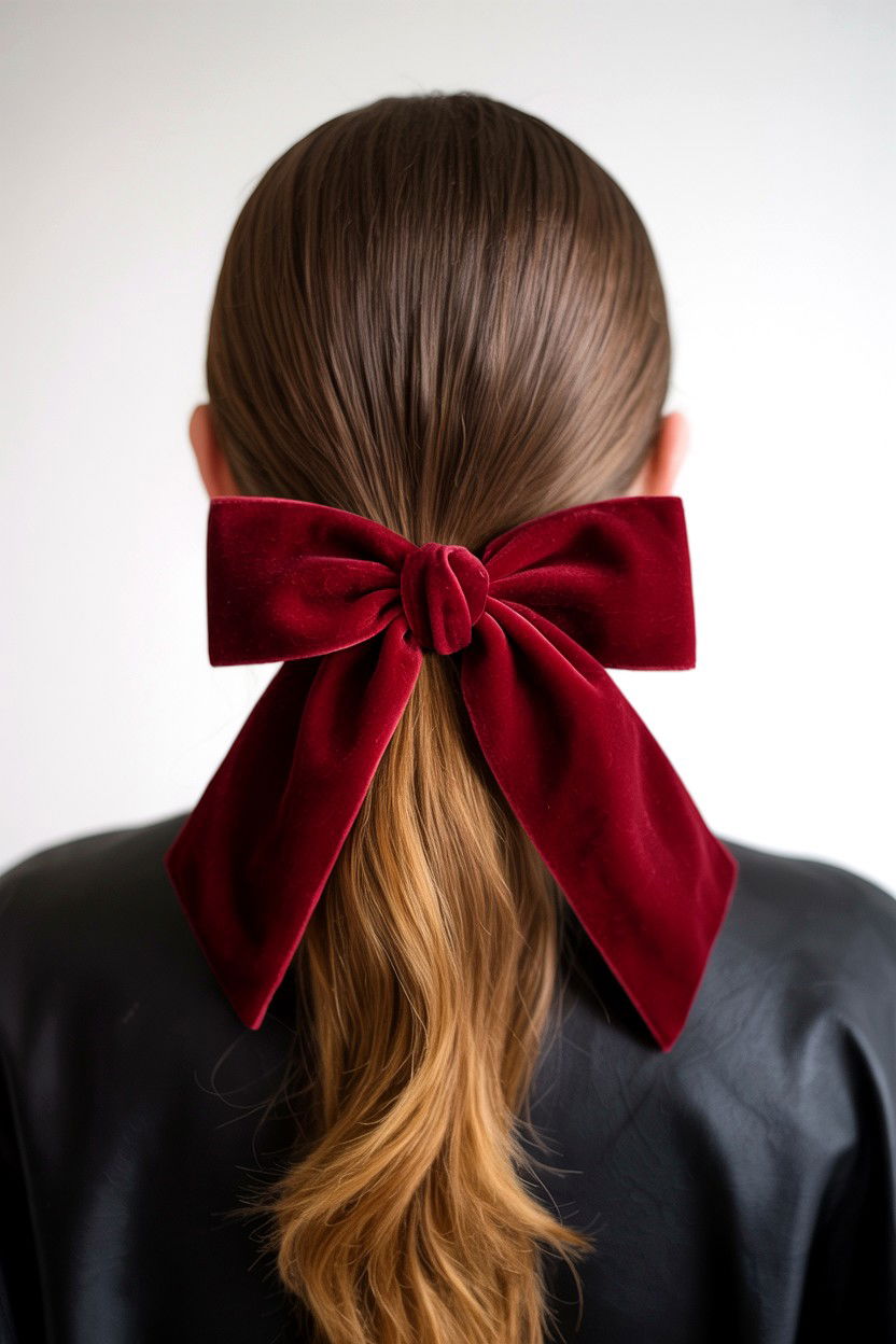 Slick back with velvet bow - 25 Valentine's Day Slicked Back Hair Ideas