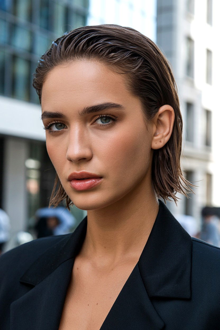 Slicked Back Wet Look - 25 Romantic Valentine's Day Hairstyles