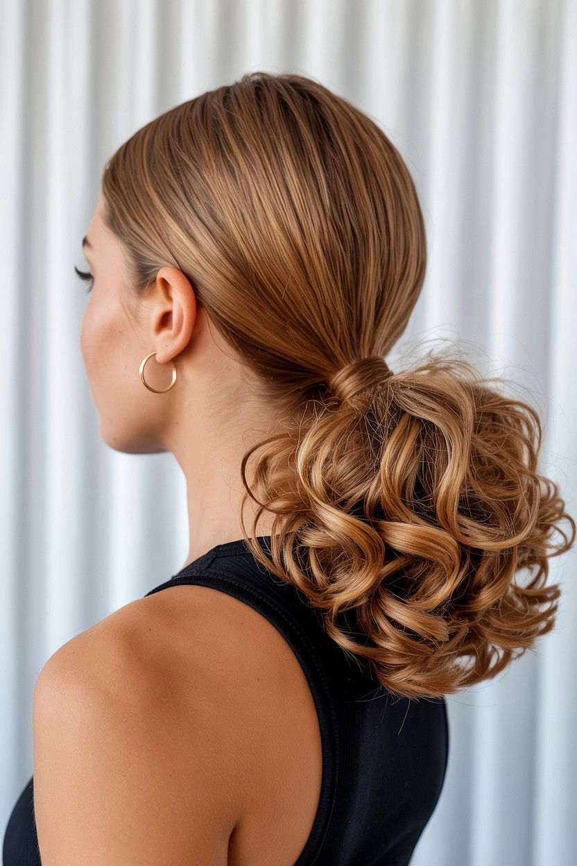 Slicked back curly ponytail - 25 Valentine's Day Curly Hair Ideas
