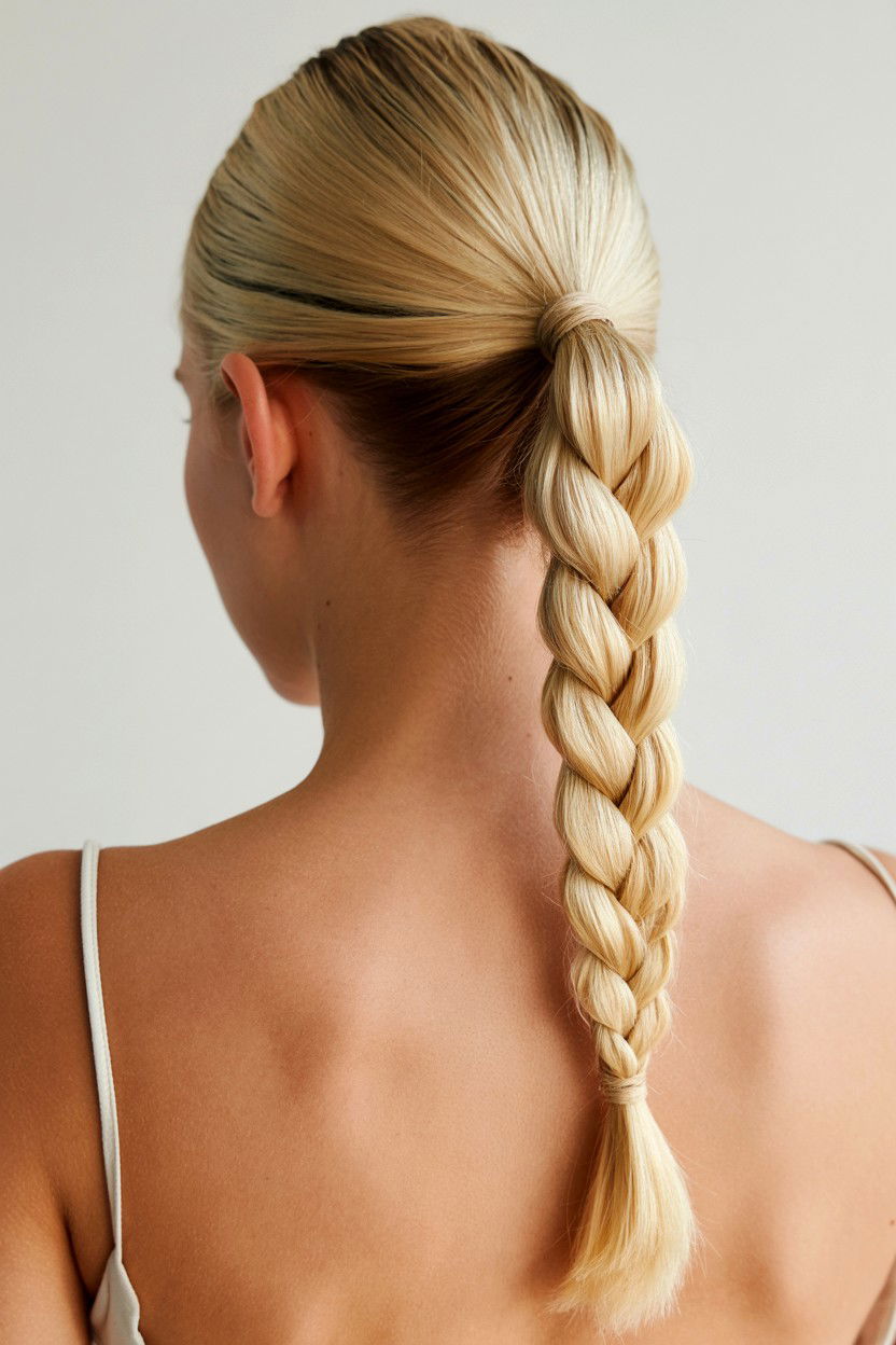 Slicked back ponytail with braid - 25 Valentine's Day Slicked Back Hair Ideas