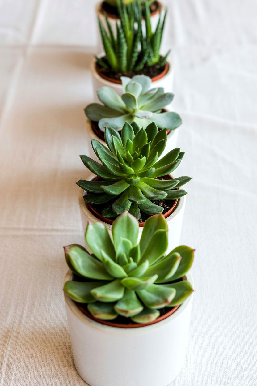 Small Potted Plants - 25 Minimalist Valentine's Day Table Ideas