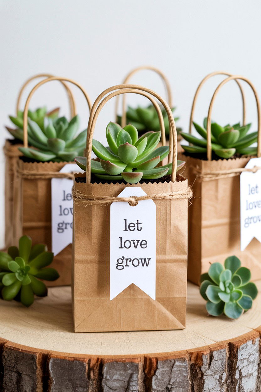 Small Succulent Favor Bag - 25 Valentine's Day Favor Bag Ideas