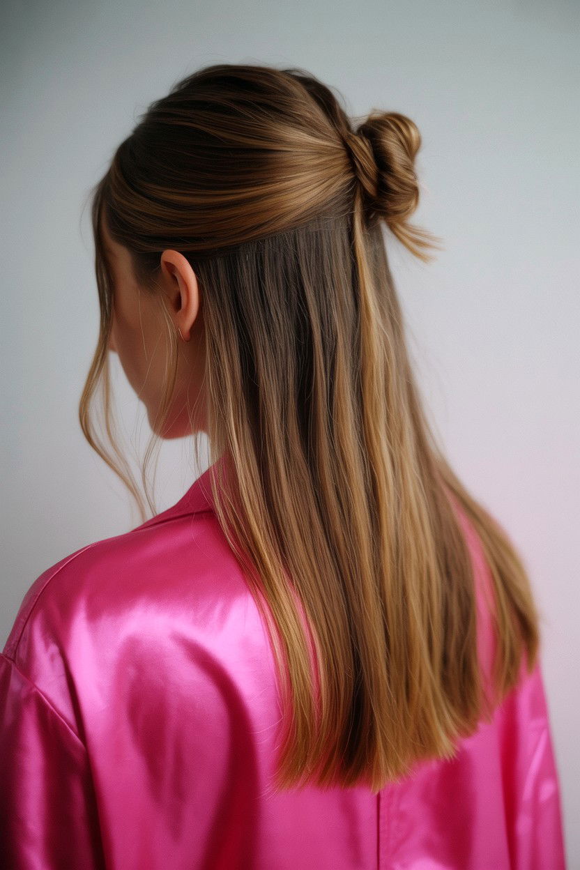 Smooth Sleek Half Up - 25 Valentine's Day Half Up Half Down Hair