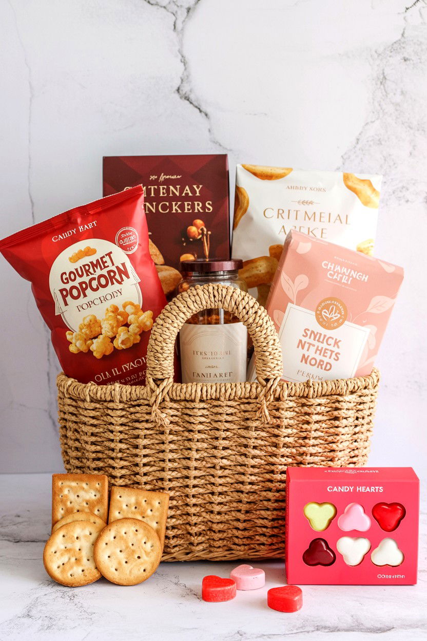 Snack Gift Basket - 25 Valentine's Day Cozy Gift Basket Ideas
