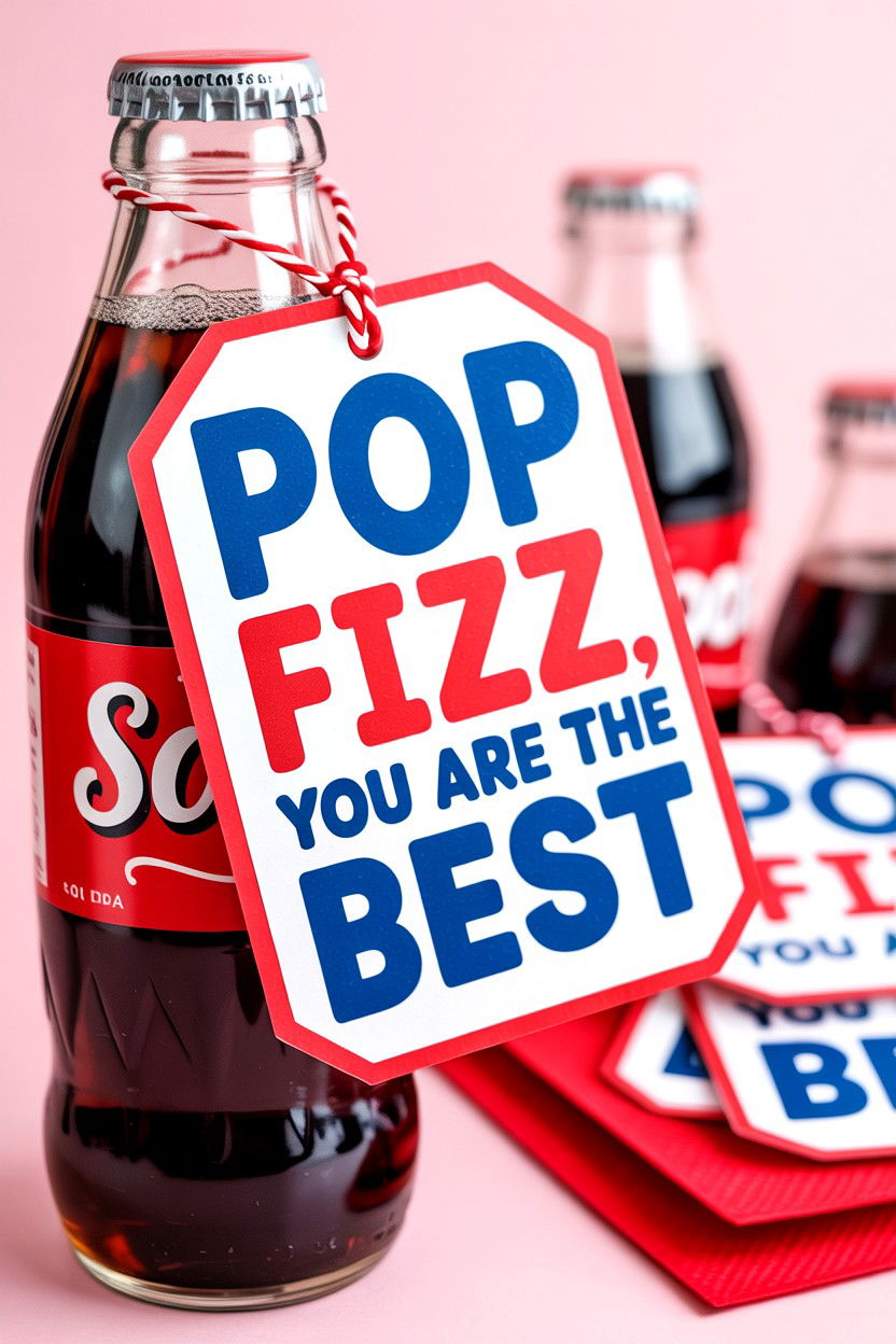 Soda Teacher Valentine Tag - 25 Valentine's Day Teacher Gift Tag Ideas