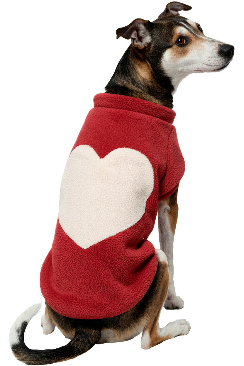 Soft Fleece Heart Dog Sweater - 25 Valentine's Day Pet Sweater Ideas