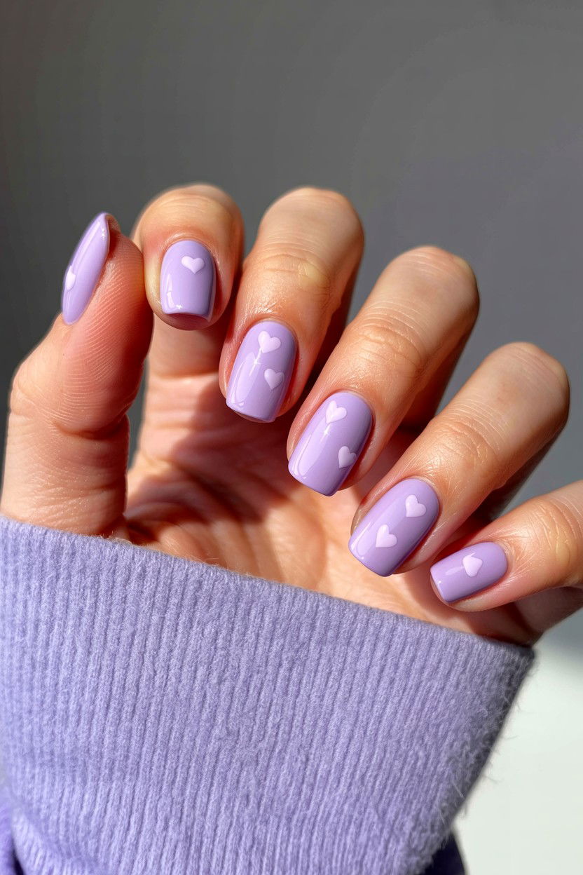 Soft Lilac Nails - 25 Valentine's Day Nail Art Ideas