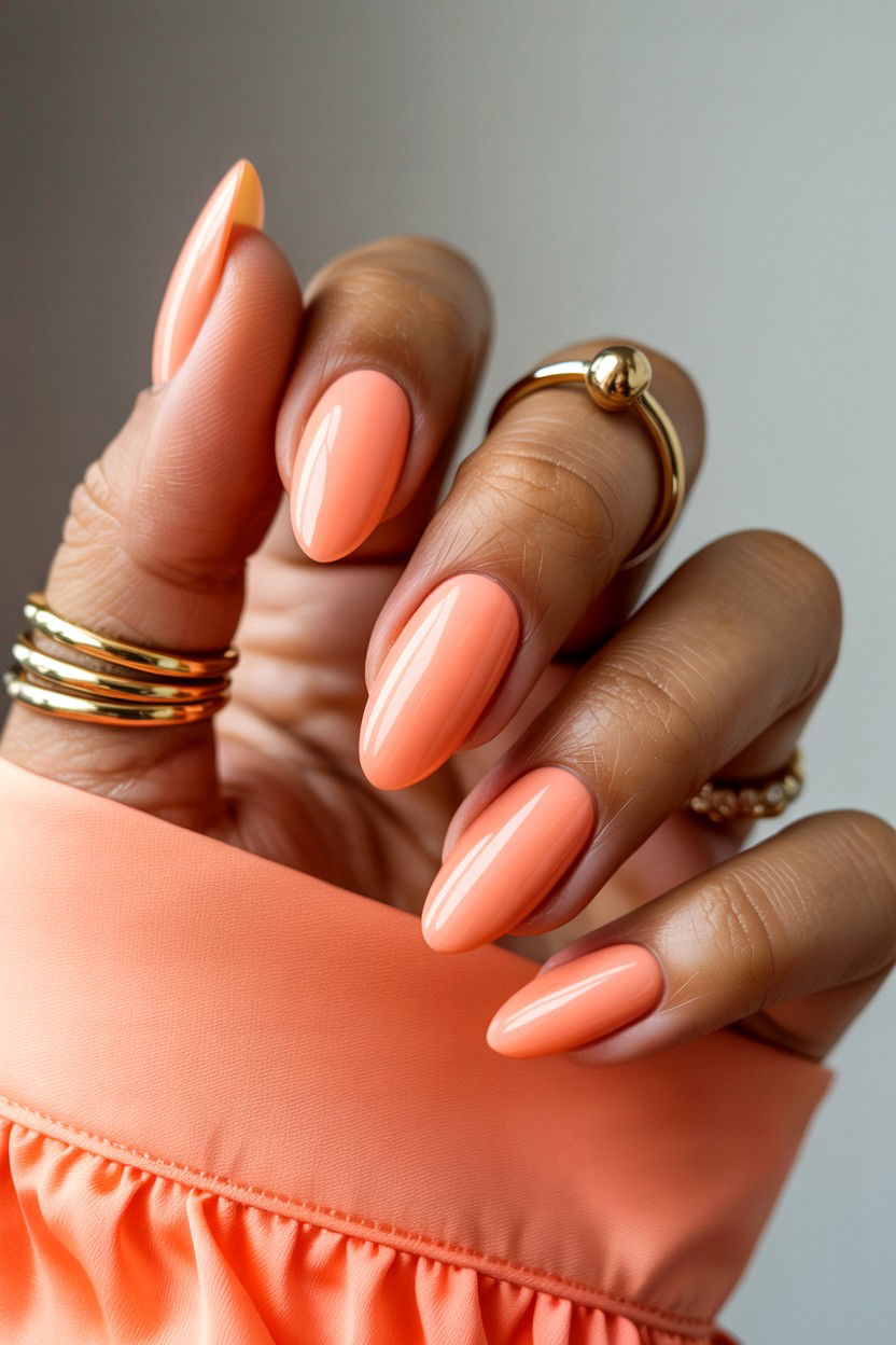 Soft Peach Nails - 25 Valentine's Day Almond Nail Ideas