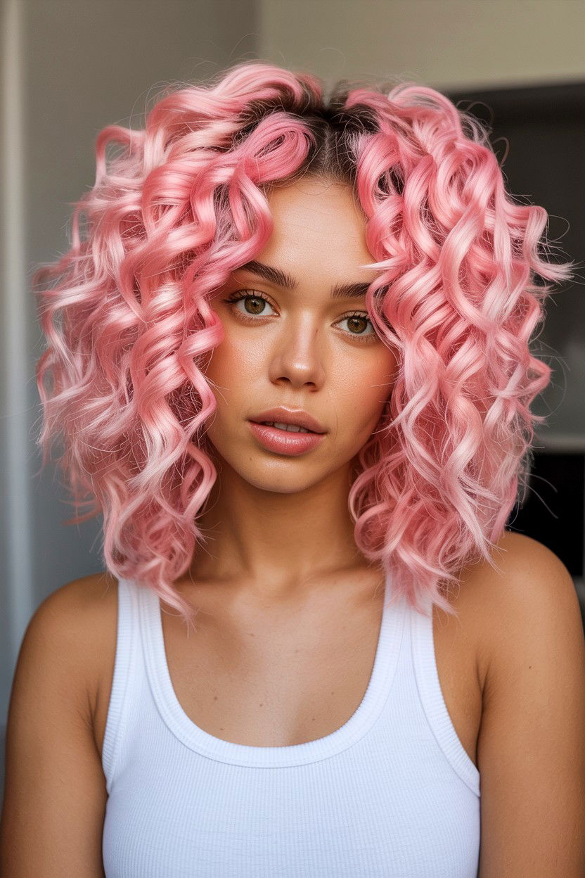 Soft Pink Loc Petal Curls - 25 Valentine's Day Loc Hairstyle Ideas