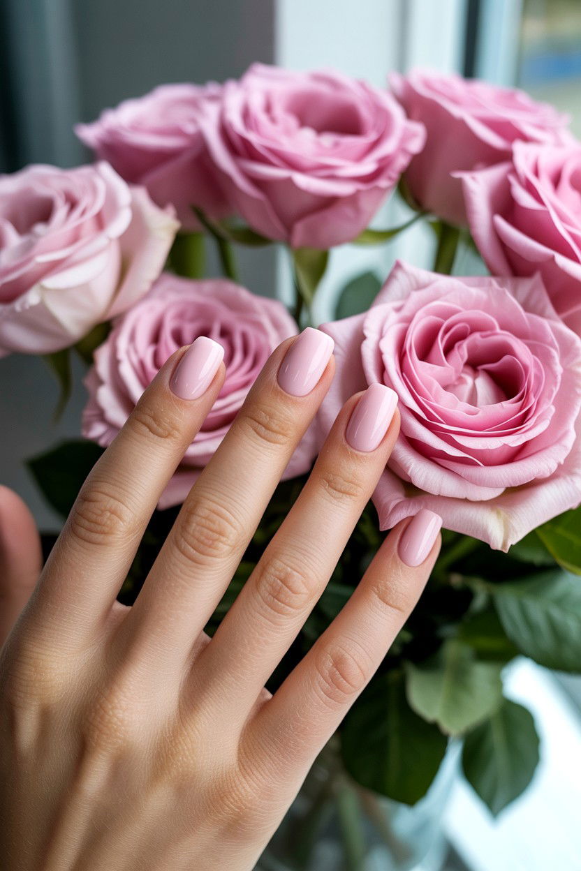 Soft Pink Square Nails - 25 Valentine's Day Square Nail Ideas