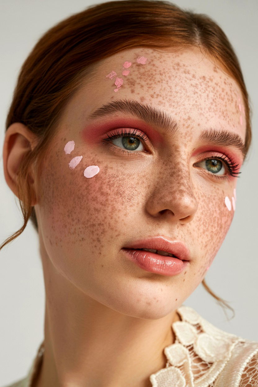 Soft pink freckles - 25 Valentine's Day Freckle Makeup Ideas