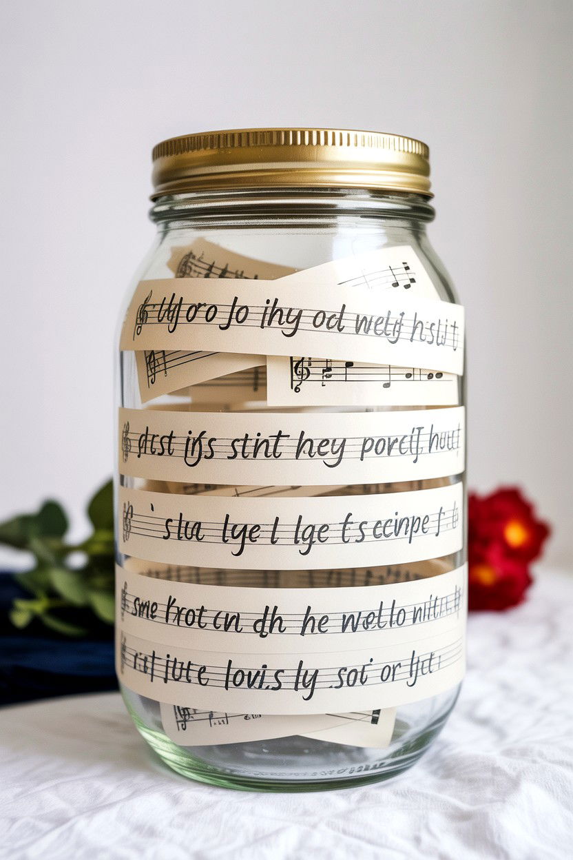 Song Lyrics Jar - 25 Valentine's Day Love Jar Ideas