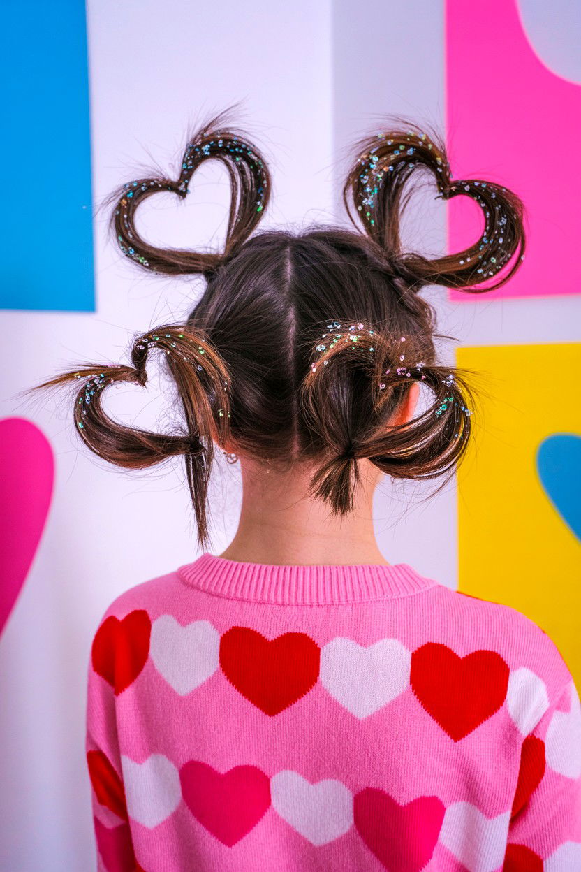 Space Bun Hearts - 25 Elegant Valentine's Day Hairstyles
