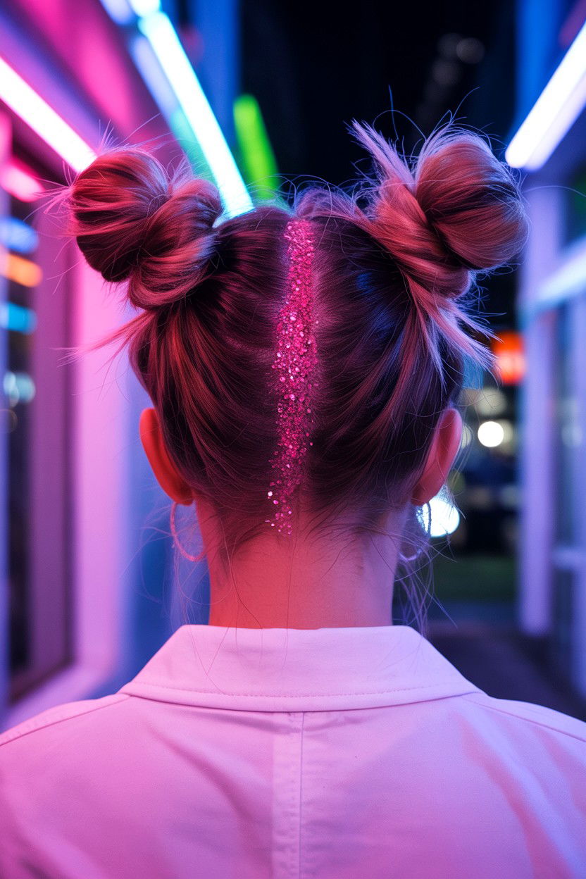 Space Bun With Glitter - 25 Romantic Valentine's Day Hairstyles