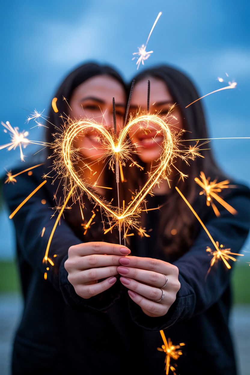 Sparkler heart photo card - 25 Valentine's Day Photo Card Ideas