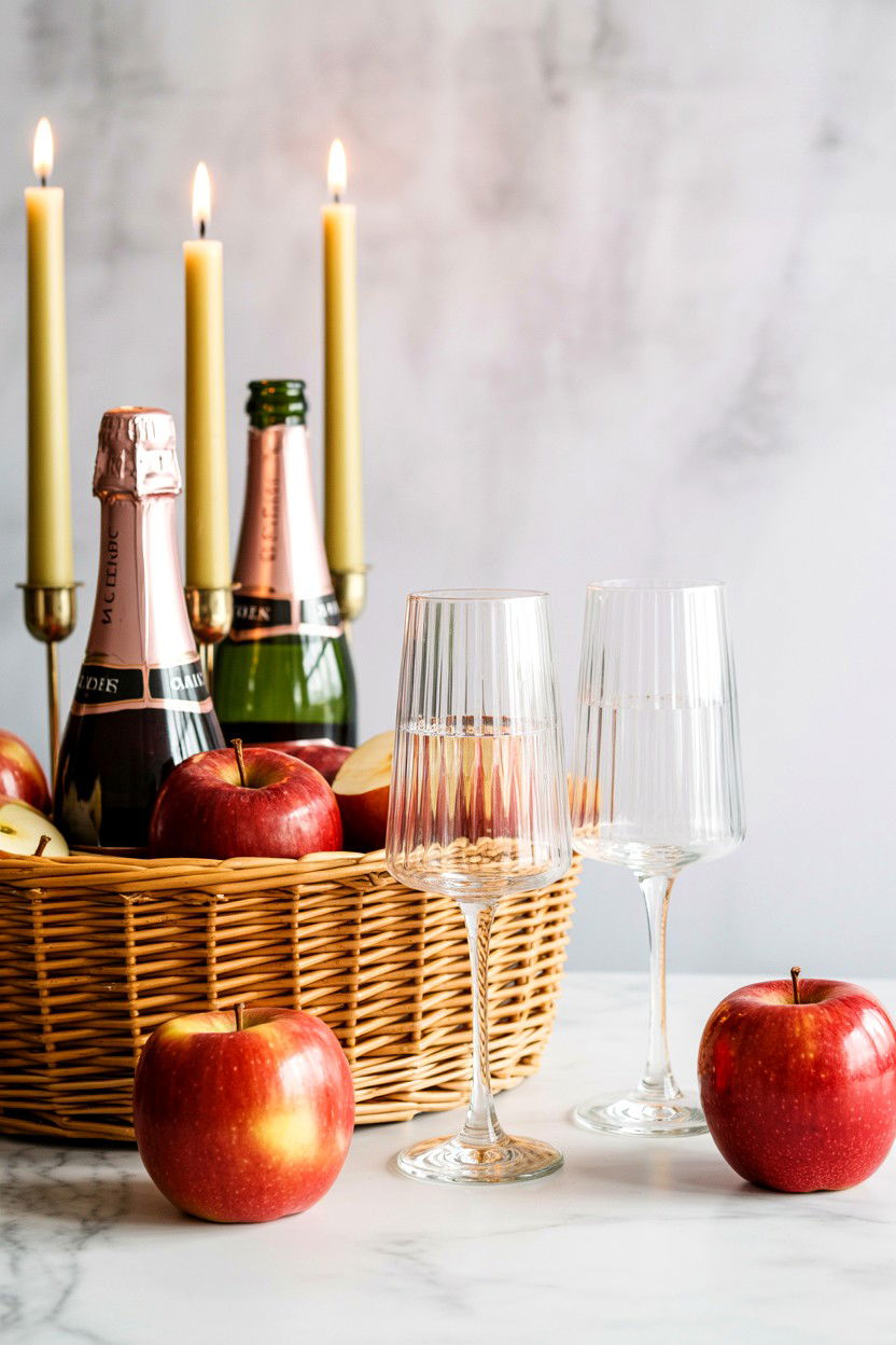Sparkling Cider Candle Basket - 25 Valentine's Day Candle Gift Basket Ideas