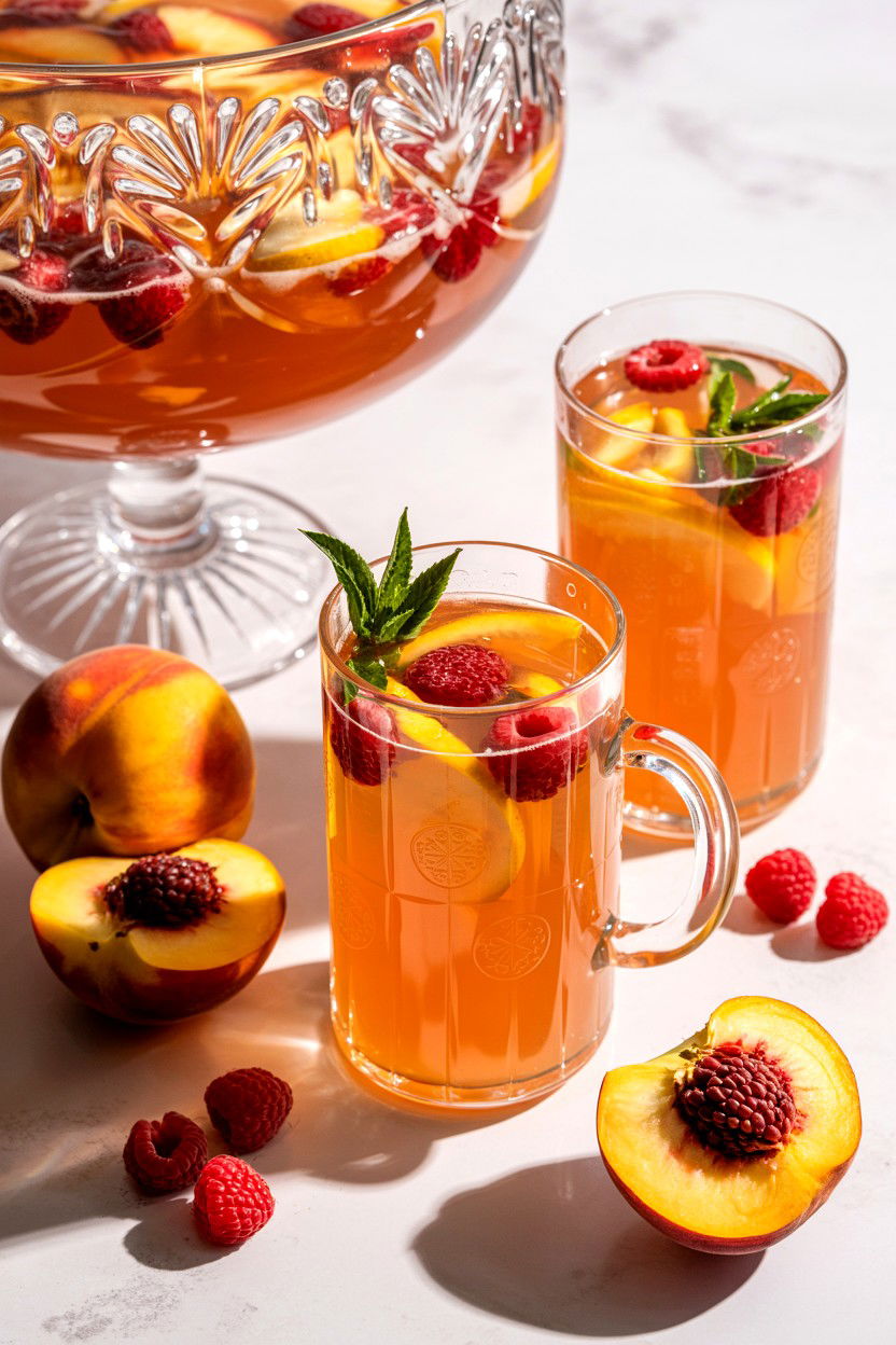 Sparkling Peach Punch - 25 Valentine's Day Non Alcoholic Drink Ideas