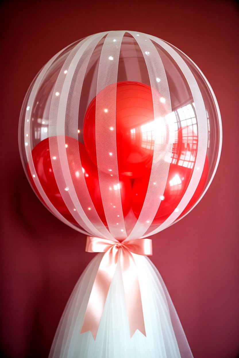 Sparkly LED Balloon With Tulle - 25 Valentine's Day LED Balloon Ideas