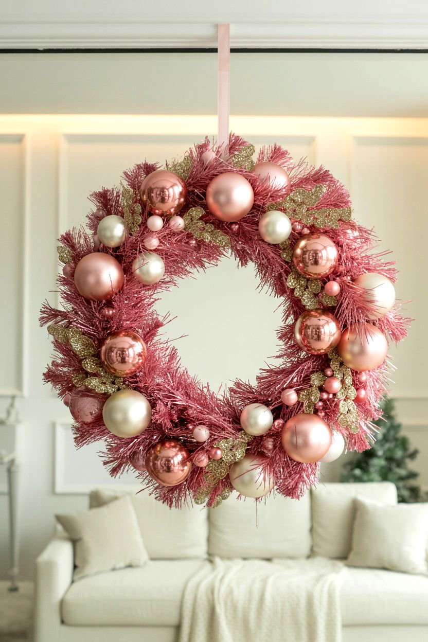 Sparkly Pink Wreath - 25 Deco Mesh Valentine's Day Wreath Ideas
