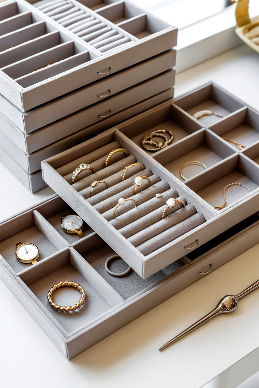 Stackable Jewelry Trays - 25 Valentine's Day Jewelry Box Ideas