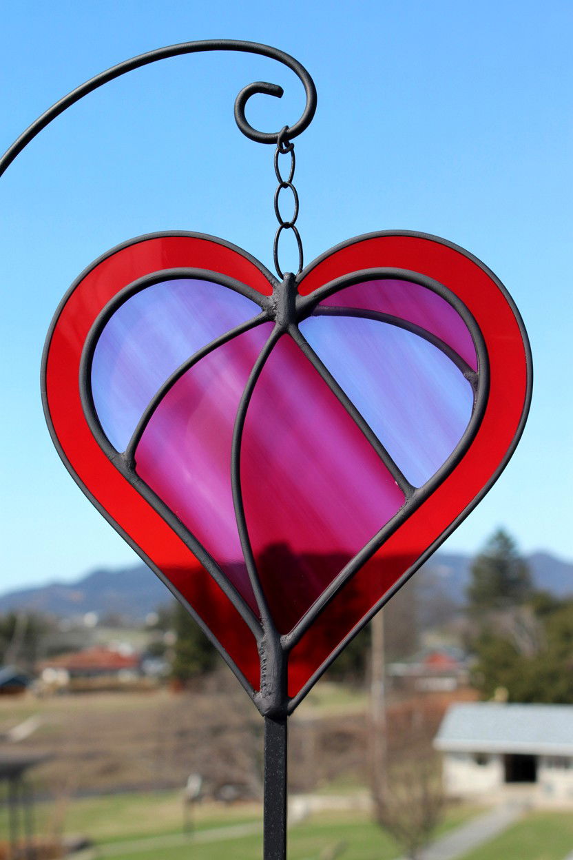 Stained Glass Heart Wind Spinner - 25 Valentine's Day Wind Spinner Ideas