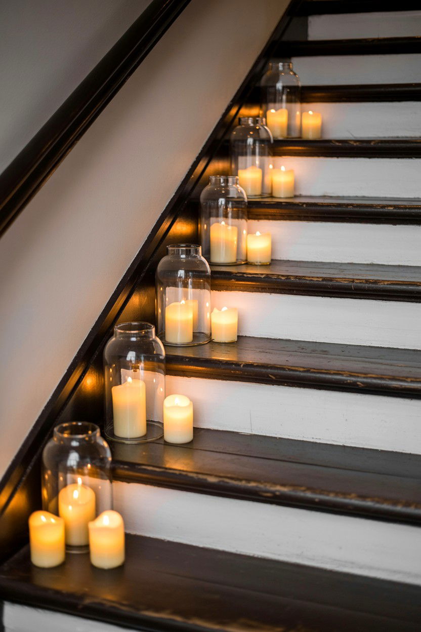 Staircase Candle Display - 25 Valentine's Day Candle Display Ideas