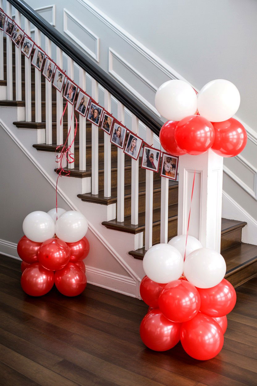 Staircase balloon photo decor - 25 Valentine's Day Photo Balloon Ideas