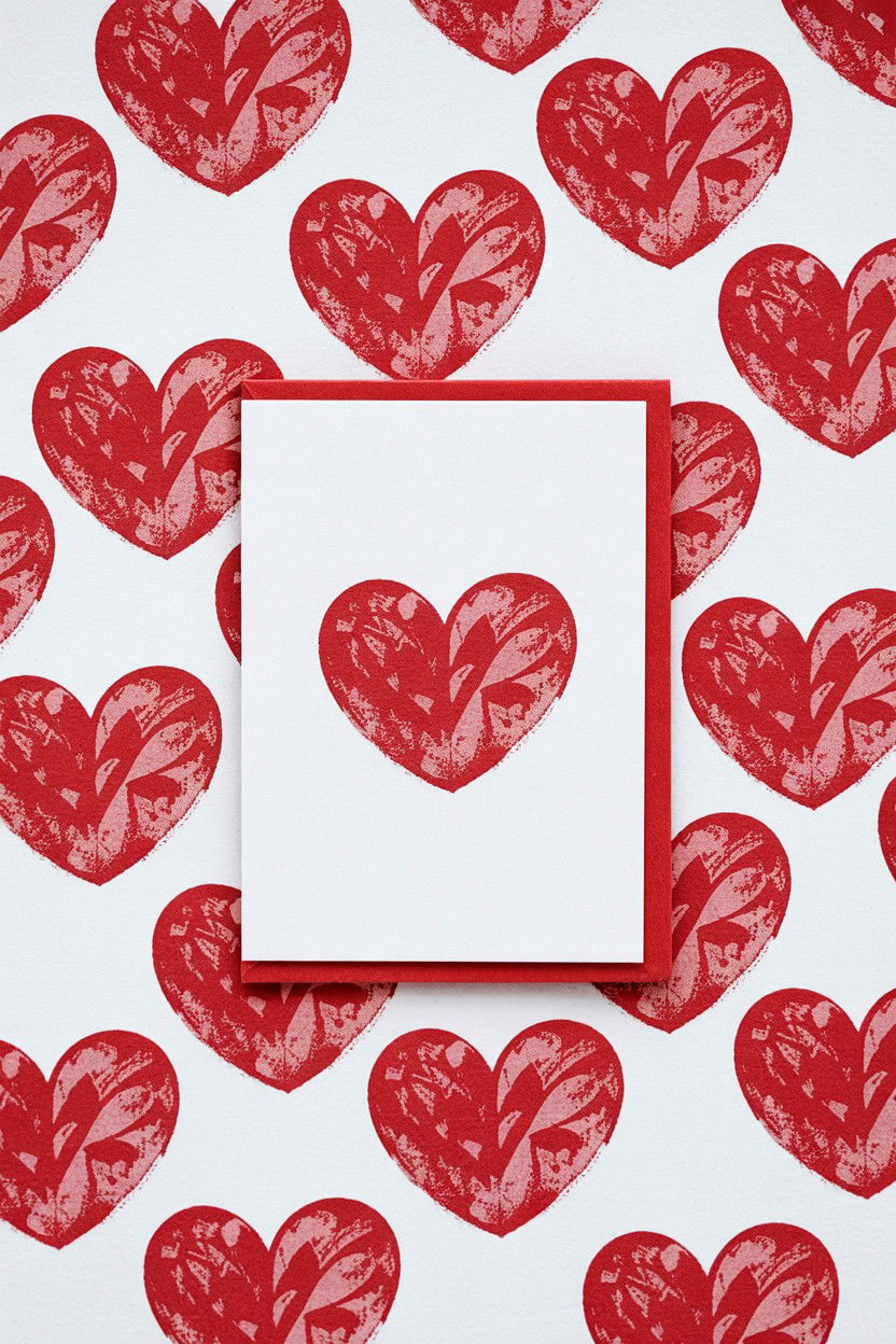 Stamped Heart Card - 25 Heart Valentine's Day Card Ideas
