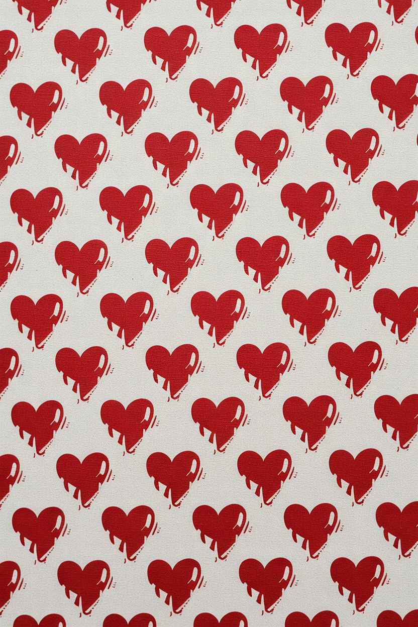 Stamped Heart Pattern - 25 Valentine's Day Canvas Art Ideas