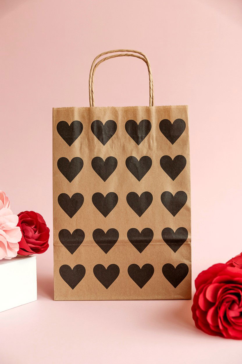 Stamped Kraft Bag - 25 Valentine's Day Treat Bag Ideas