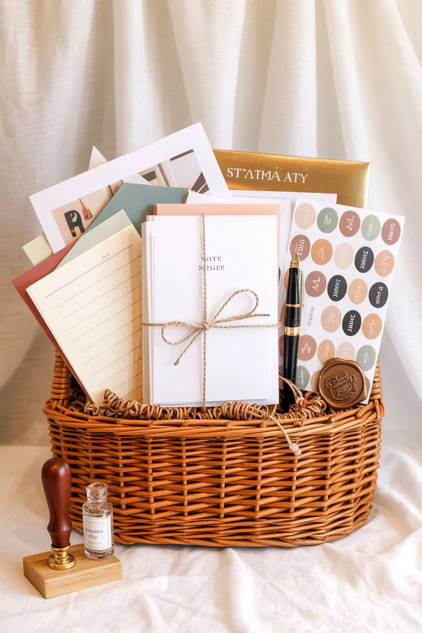 Stationery Gift Basket - 25 Valentine's Day Cozy Gift Basket Ideas