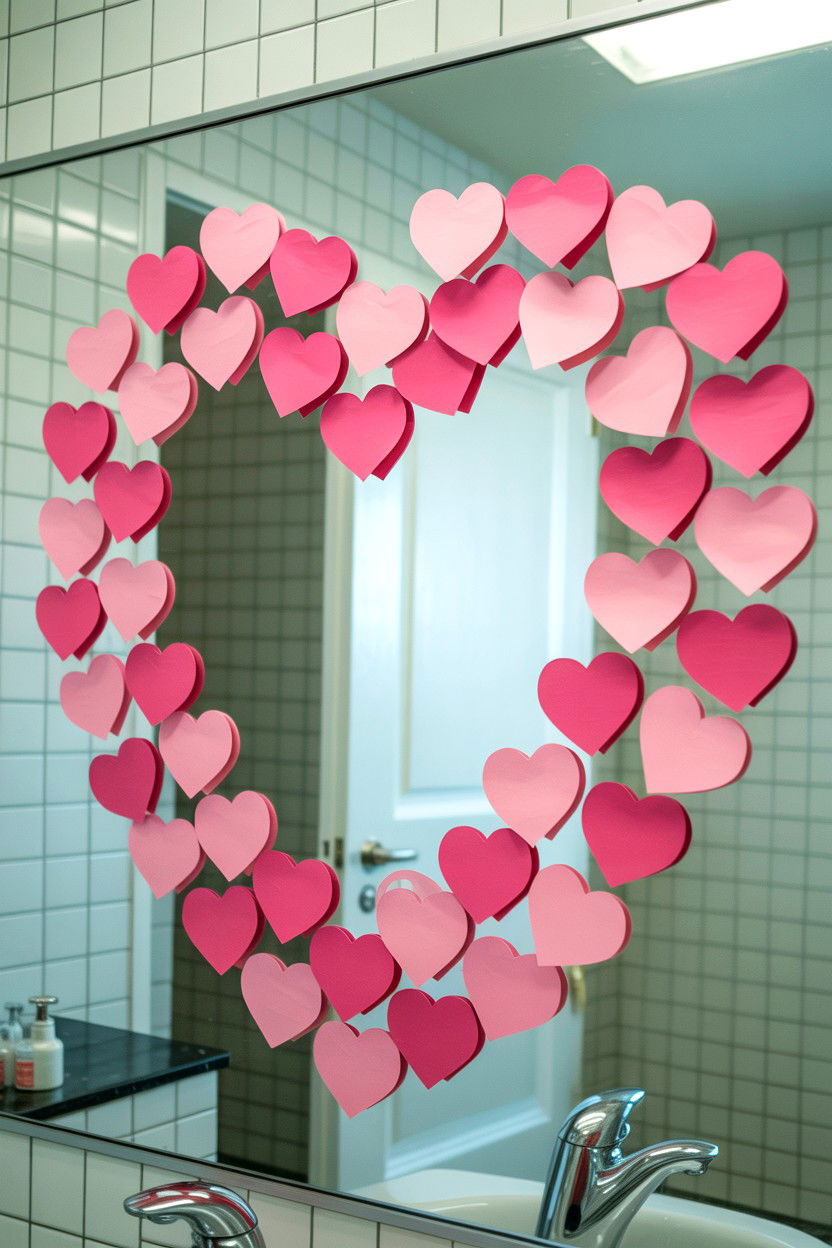 Sticky Note Heart Mirror - 25 Valentine's Day Reason Why I Love You Ideas
