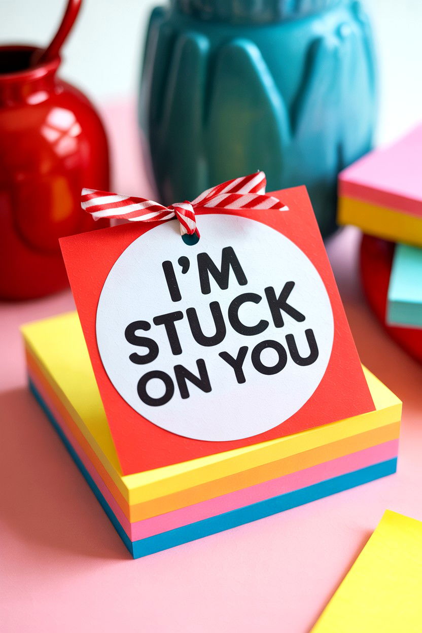 Sticky Note Teacher Valentine Tag - 25 Valentine's Day Teacher Gift Tag Ideas