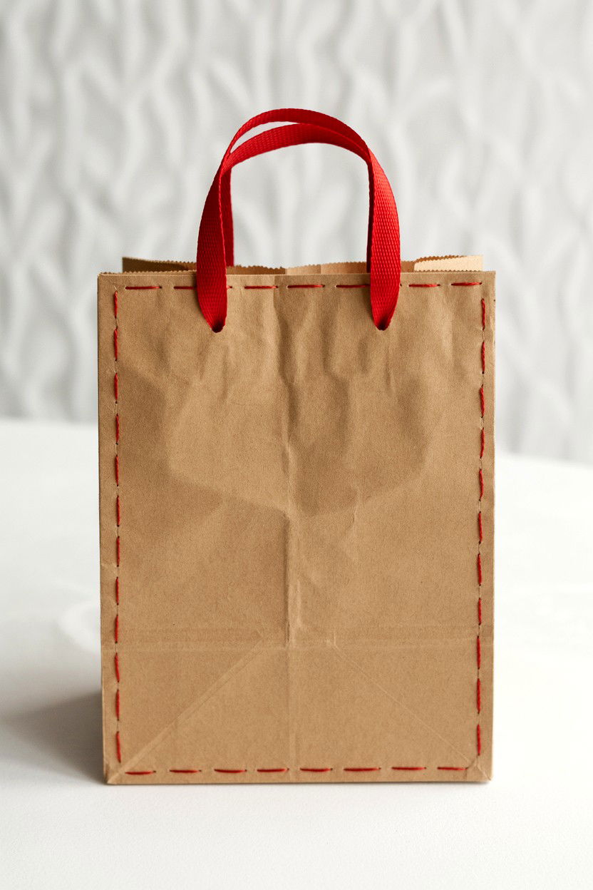 Stitched Edge Paper Bag - 25 Valentine's Day Paper Bag Ideas