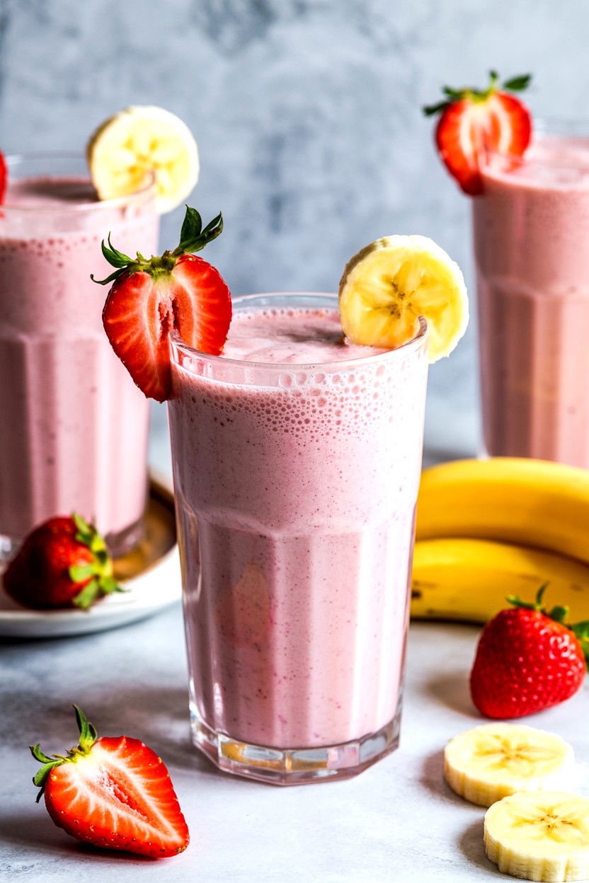 Strawberry Banana Milkshake - 25 Valentine's Day Milkshake Ideas