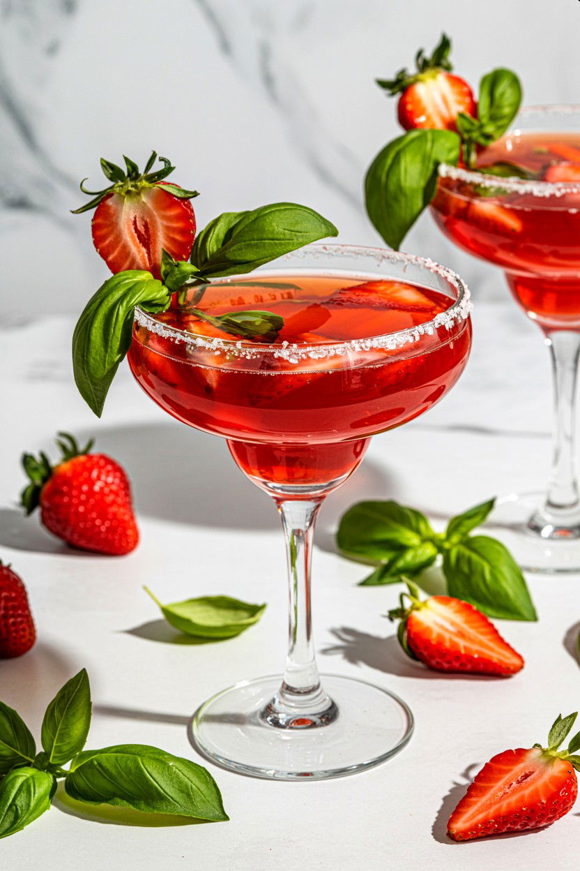 Strawberry Basil Margarita - 25 Valentine's Day Tequila Cocktails