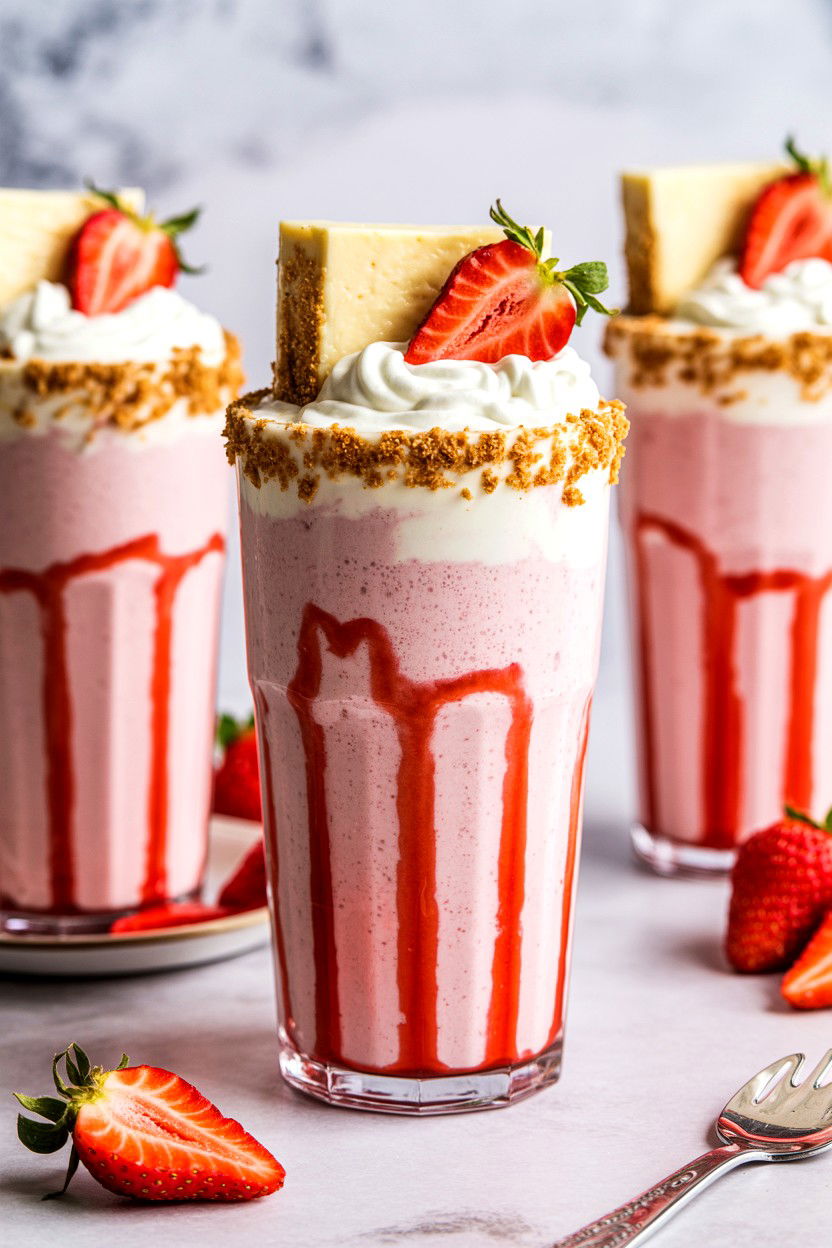 Strawberry Cheesecake Milkshake - 25 Valentine's Day Milkshake Ideas