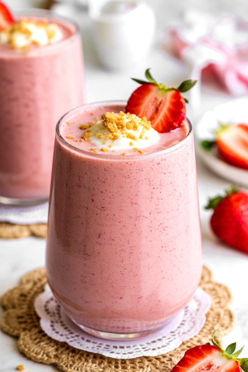 Strawberry Cheesecake Smoothie - 25 Valentine's Day Smoothie Recipes