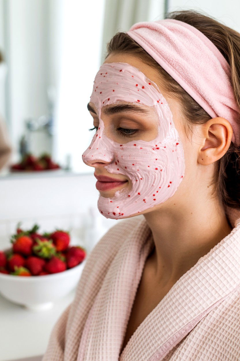 Strawberry Clay Mask - 25 Valentine's Day Face Mask Ideas