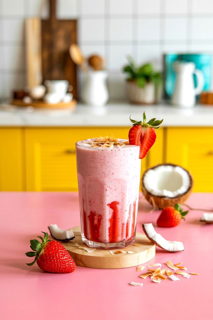 Strawberry Coconut Smoothie - 25 Valentine's Day Smoothie Recipes