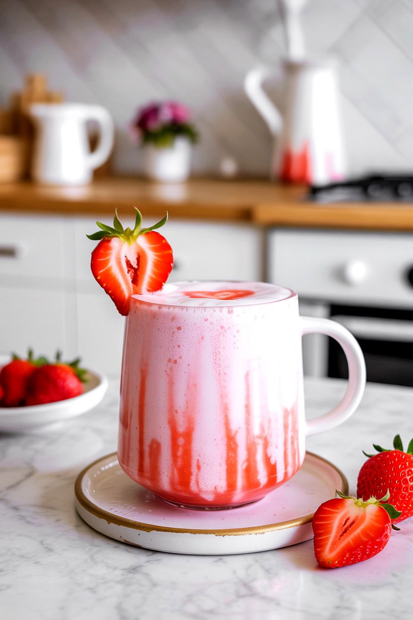 Strawberry Cream Latte - 25 Valentine's Day Latte Ideas