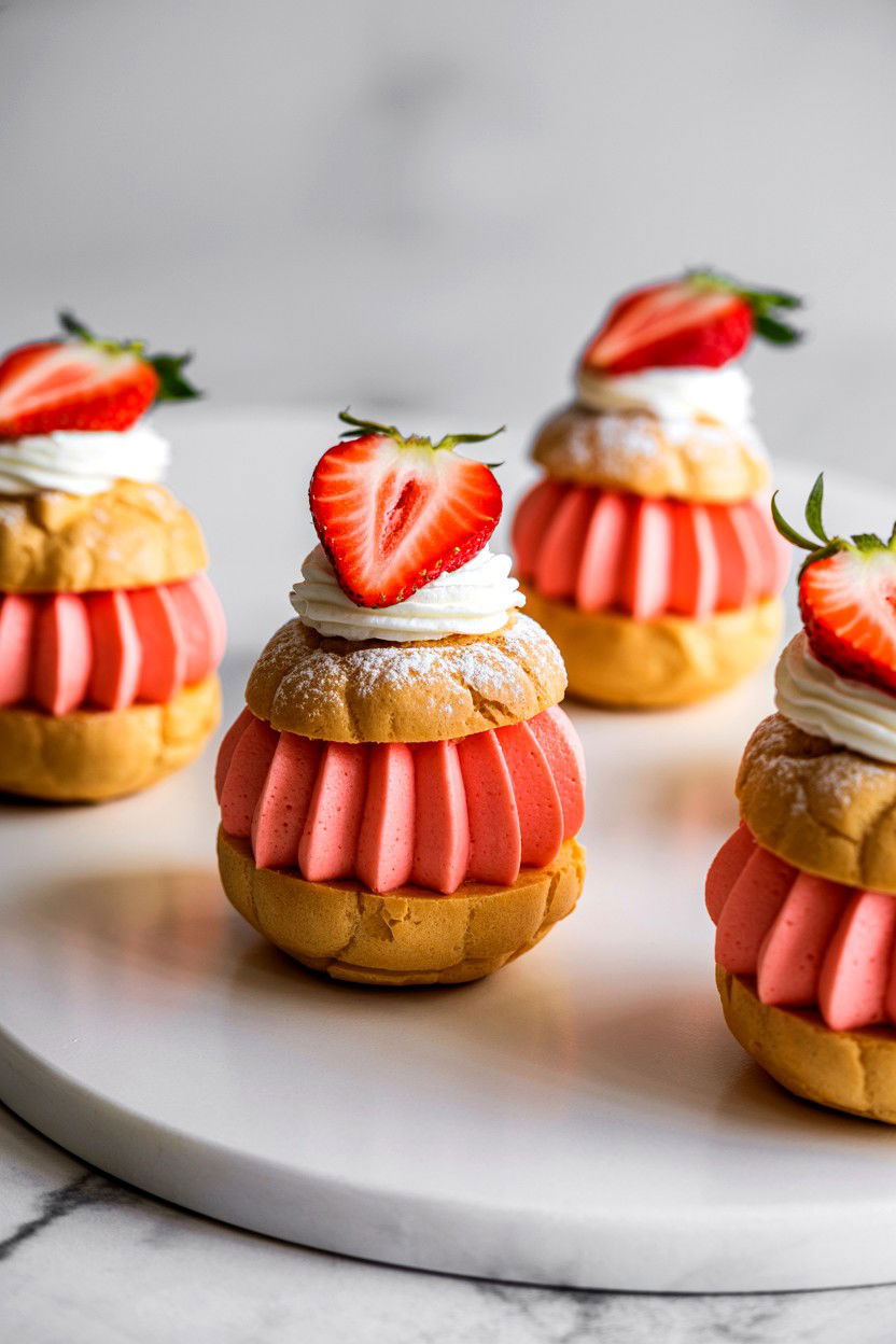 Strawberry Cream Puffs - 25 Valentine's Day Tea Party Ideas