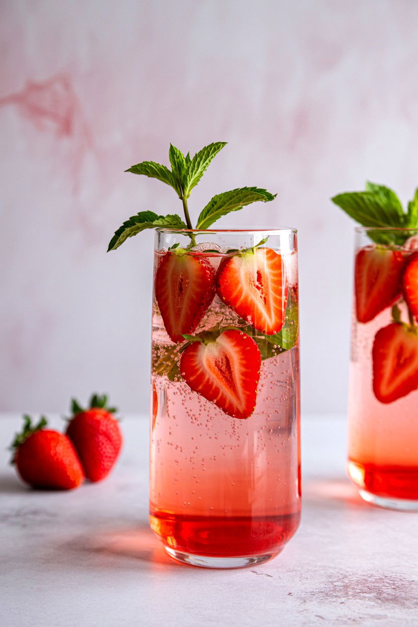 Strawberry Gin Fizz - 25 Valentine's Day Cocktail Recipes