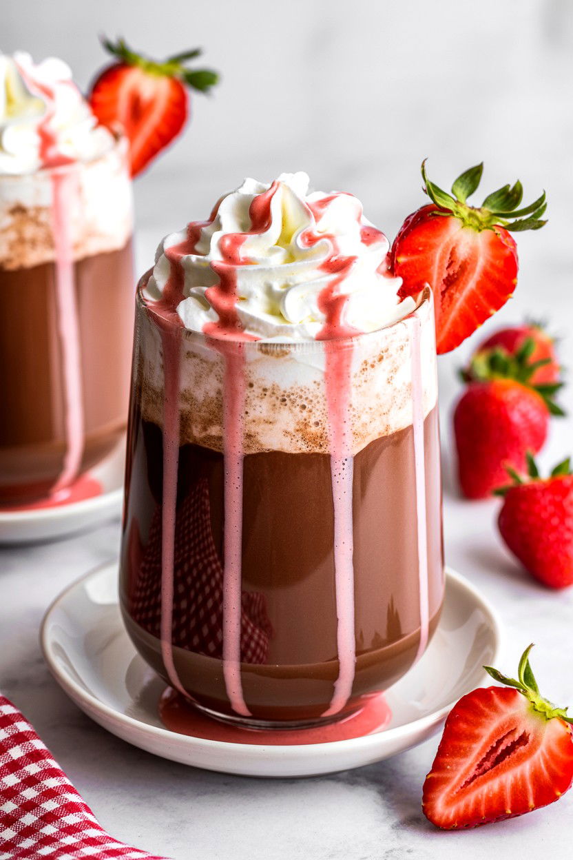 Strawberry Hot Chocolate - 25 Valentine's Day Hot Chocolate Recipes