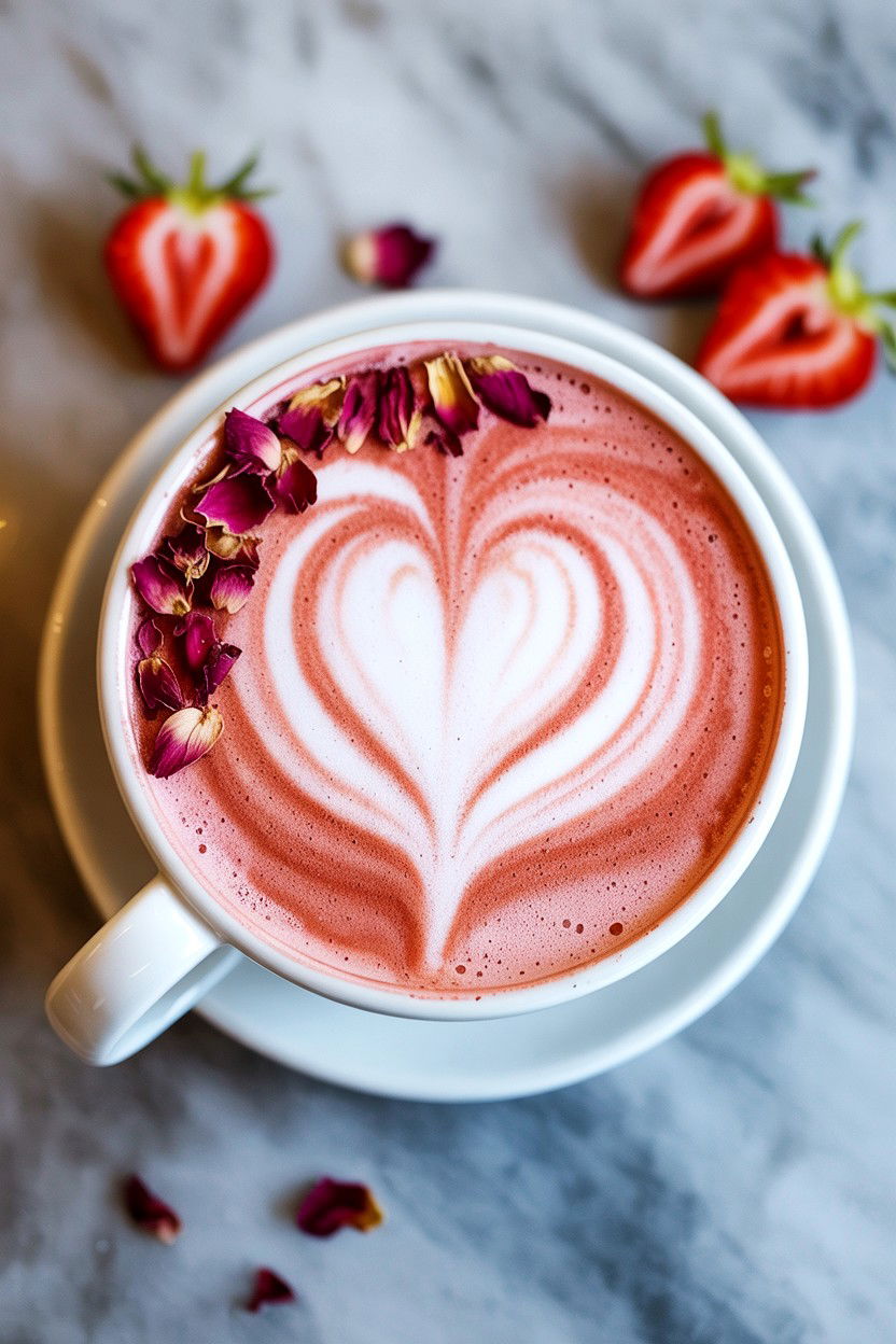 Strawberry Latte Art - 25 Soft Girl Valentine's Day Ideas
