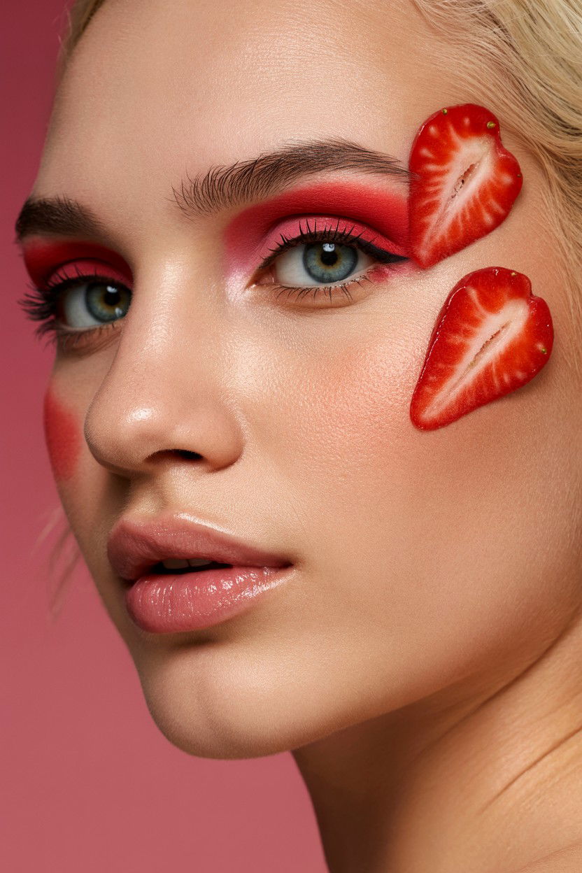 Strawberry Makeup Contour - 25 Valentine's Day Contour Ideas